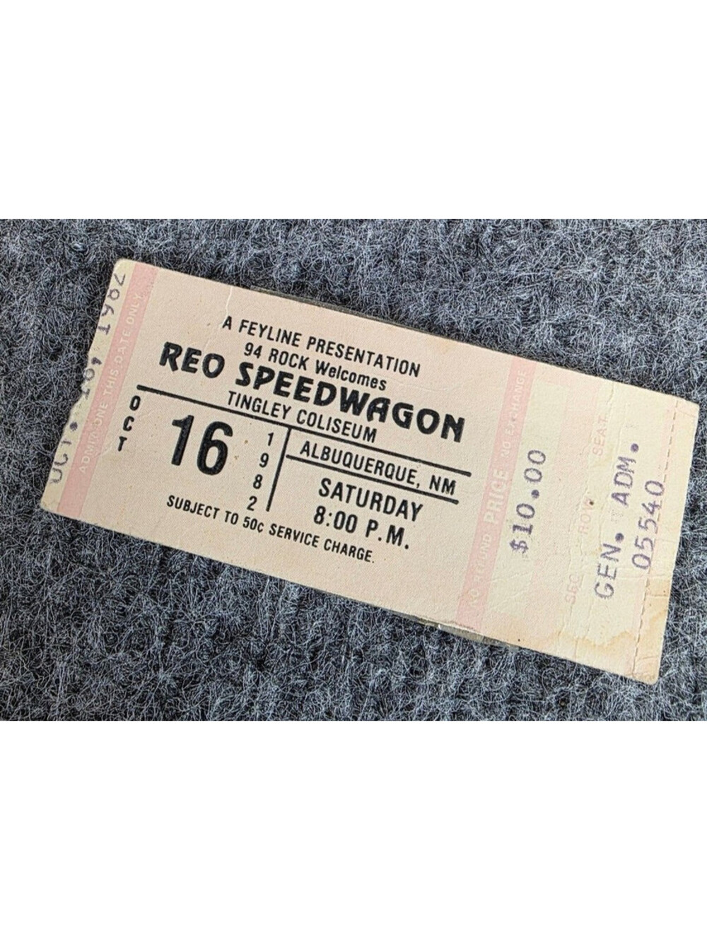 Reo Speedwagon Concert Ticket Tingley Coliseum Albuquerque 1982 8PM